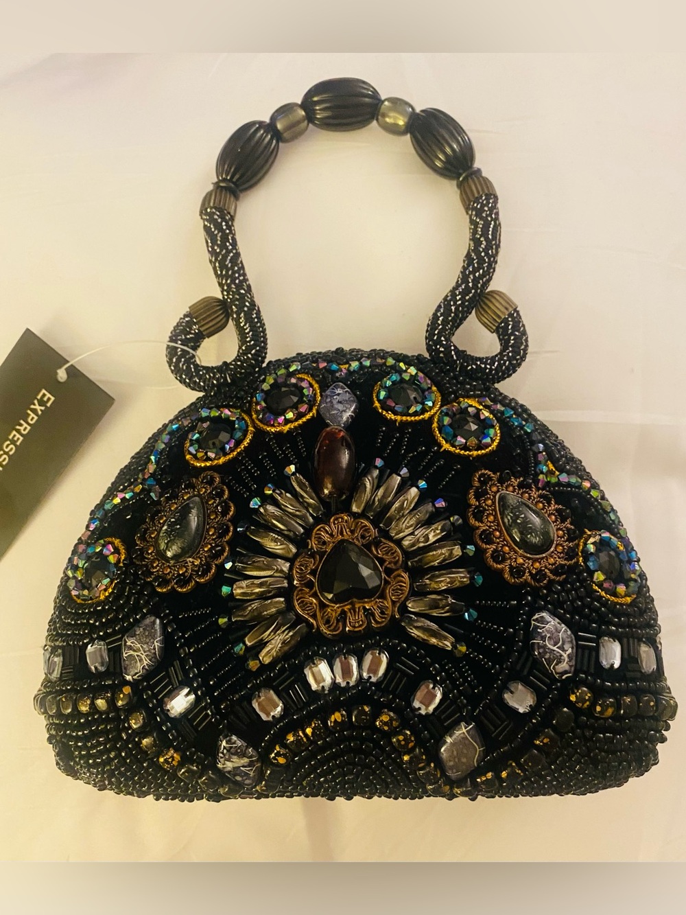 New! EXPRESSIONS NYC Vintage Beaded & Jeweled Handbag Evening Clutch (NWT)